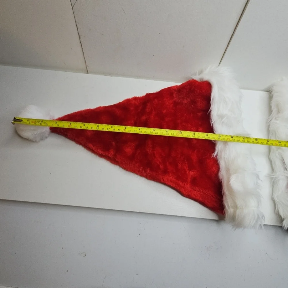 Red Santa Hat with White Fur Trim Set Of 2